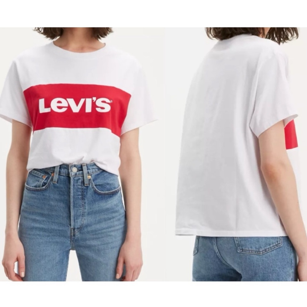 Levi's Graphic Logo Colorblock Varsity Tee tshirt cropped slouchy sold out HTF